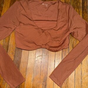 Aerie Rust Long Sleeve Crop Top
